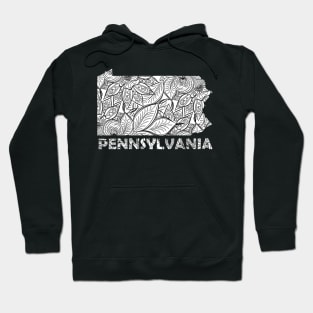 Mandala art map of Pennsylvania with text in white Hoodie